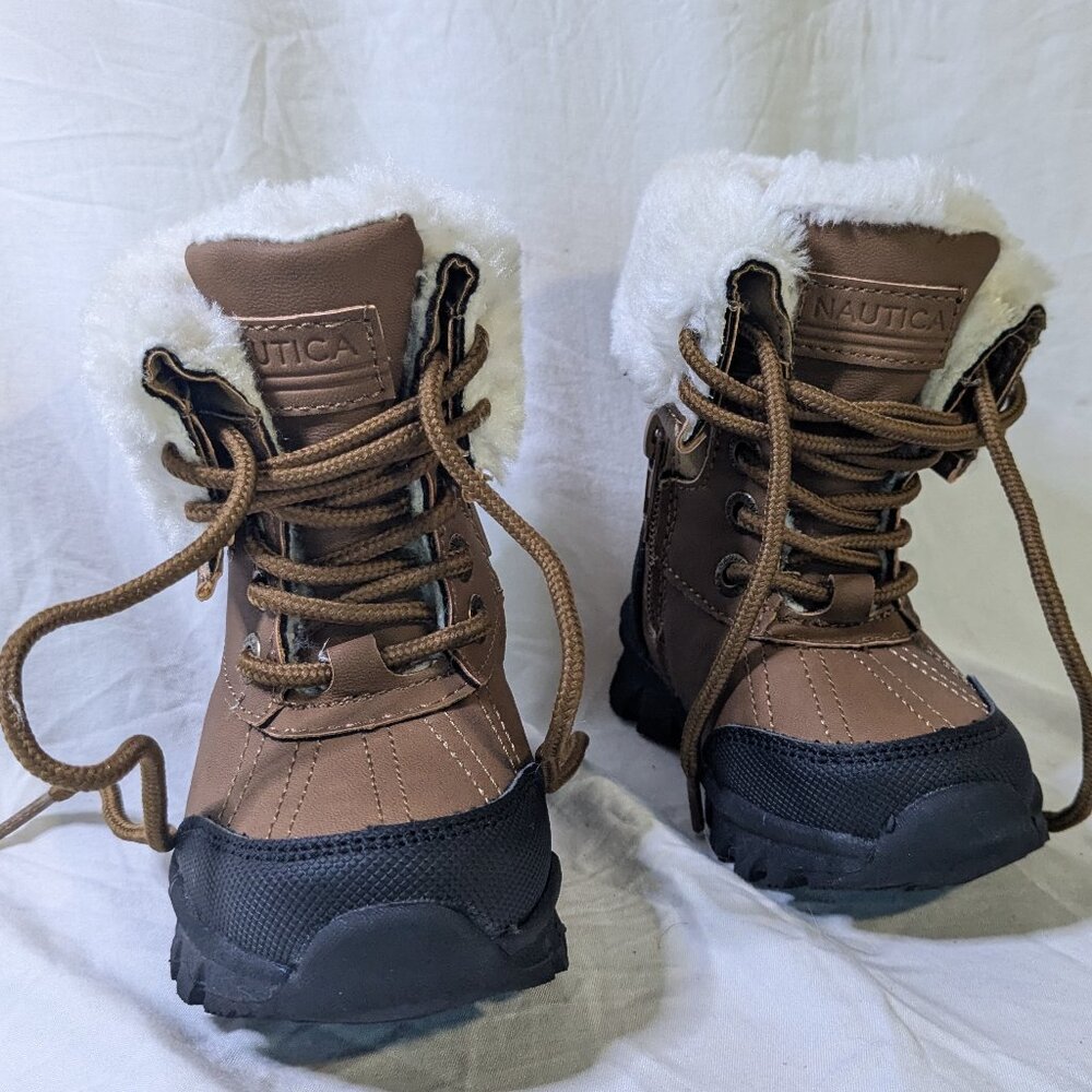 Nautica Brown and Black Kids Snow Boots